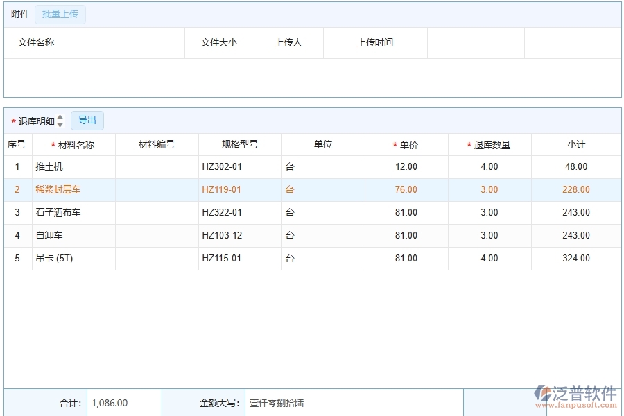 泛普軟件-公路工程管理系統(tǒng)中材料退庫列表的幾個優(yōu)勢是什么