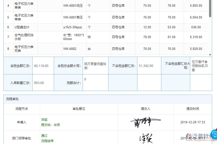 　四、泛普軟件-機(jī)電工程管理系統(tǒng)在材料入庫明細(xì)查詢中的解決方案