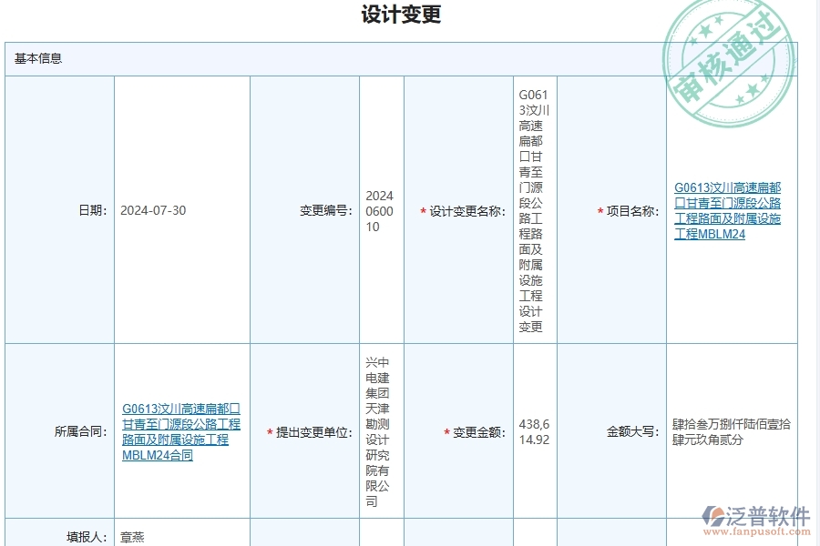 泛普軟件-路橋工程企業(yè)管理系統(tǒng)的設(shè)計變更查詢方案對于企業(yè)經(jīng)營的價值