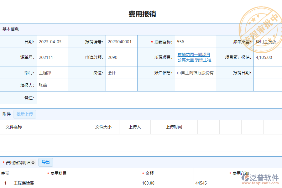 泛普軟件-市政行業(yè)企業(yè)管理系統(tǒng)中費用報銷列表的價值