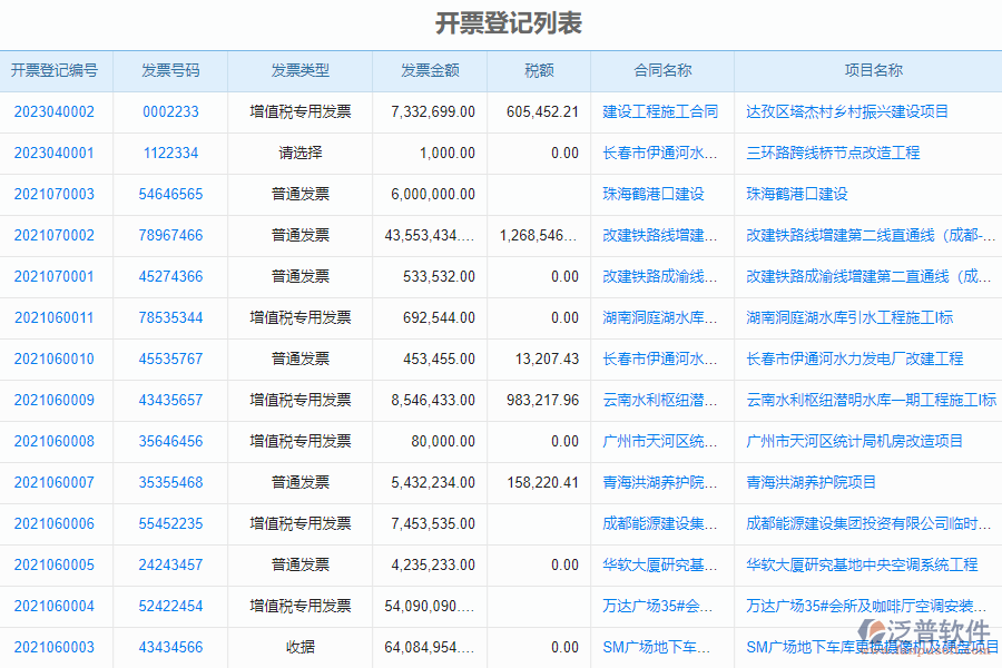 四、泛普軟件-幕墻工程系統(tǒng)中開票登記管理的注意事項(xiàng)