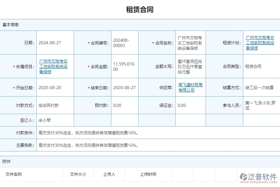 三、 泛普軟件-安防工程系統(tǒng)中租賃合同報表需要注意的問題