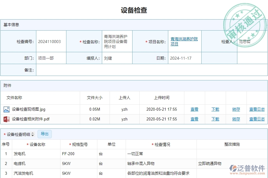 三、泛普軟件-安防工程企業(yè)管理系統(tǒng)有效提升企業(yè)設(shè)備檢查的措施