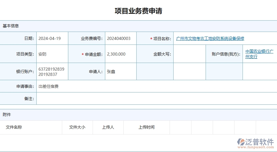 四、泛普軟件-安防工程管理系統(tǒng)在項目業(yè)務(wù)費(fèi)申請中的應(yīng)用場景