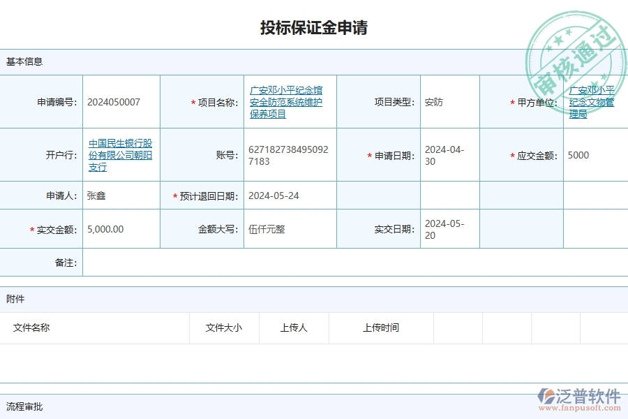 三、泛普軟件-安防工程企業(yè)管理系統(tǒng)中投標(biāo)保證金的核心功能