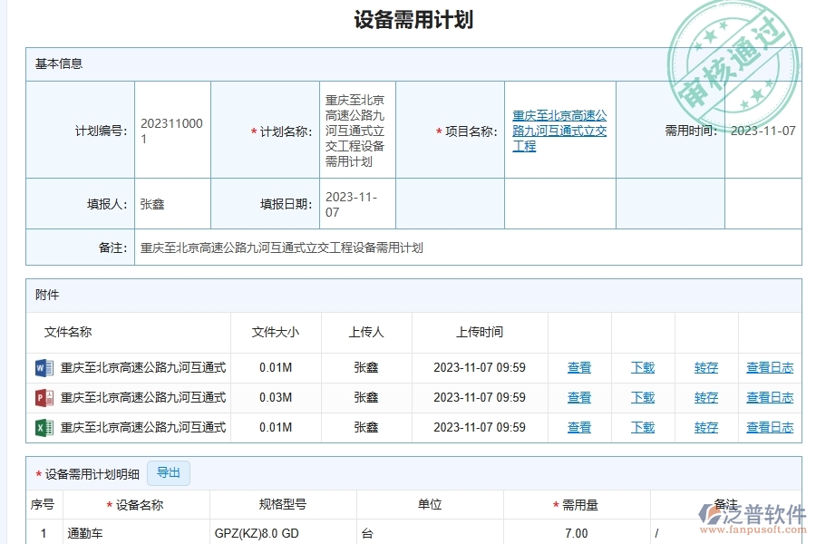 三、泛普軟件-安防工程管理系統(tǒng)如何解決企業(yè)合設備需用計劃管理問題