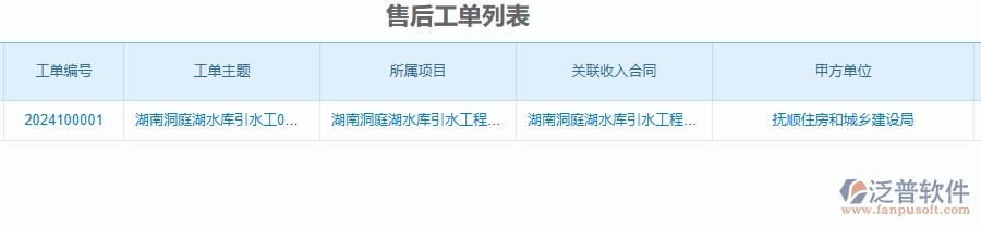 三、泛普軟件-公路工程企業(yè)在售后工單明細表中需要注意哪些問題