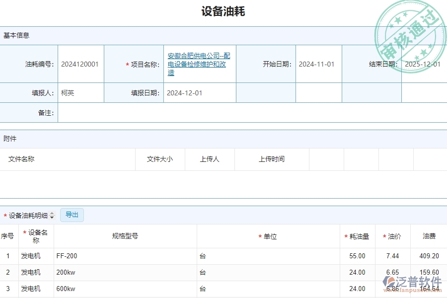 三、泛普軟件-安防工程管理系統(tǒng)中設(shè)備油耗列表的幾個優(yōu)勢是什么