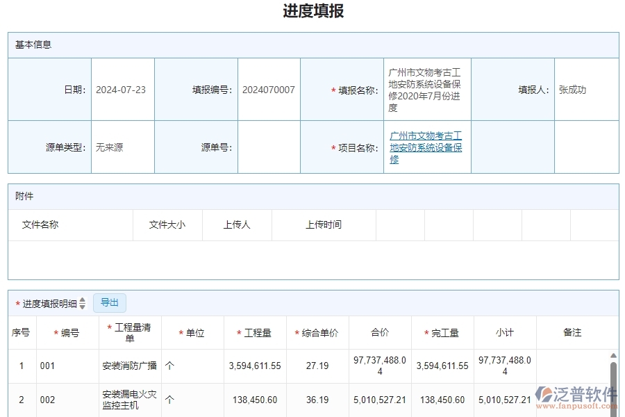 三、安防工程企業(yè)系統(tǒng)中使用泛普軟件進度填報管理的優(yōu)點