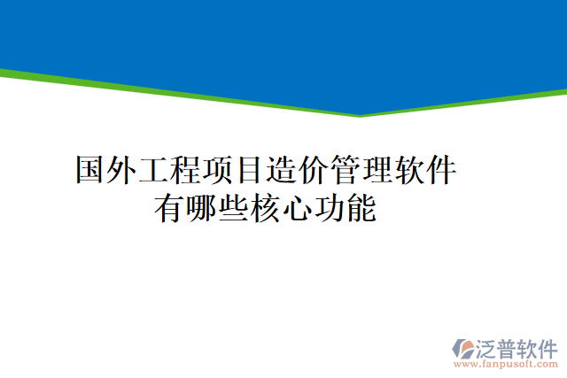 國外工程項目造價管理軟件有哪些核心功能