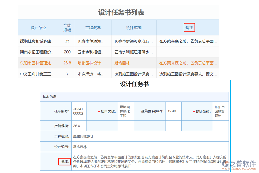 設(shè)計(jì)任務(wù)書列表中【備注】字段